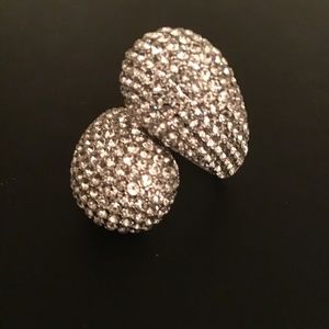 Joan Boyce clear crystal pave cocktail ring size 6